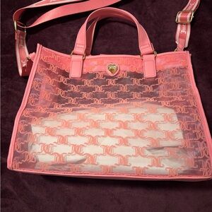 Juicy Couture Pink Transparent Logo Tote with Heart Charm